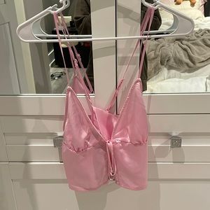 silk pink crop top